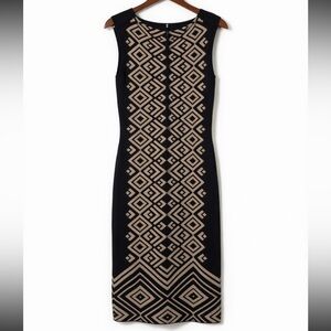 Calvin Klein Black and Tan Knit Dress Size S